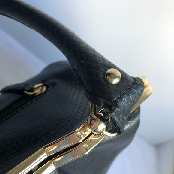 LuLu By LuLu Guinness Reptile Faux Leather Crossbody Bag, Black - Picture 11 of 12